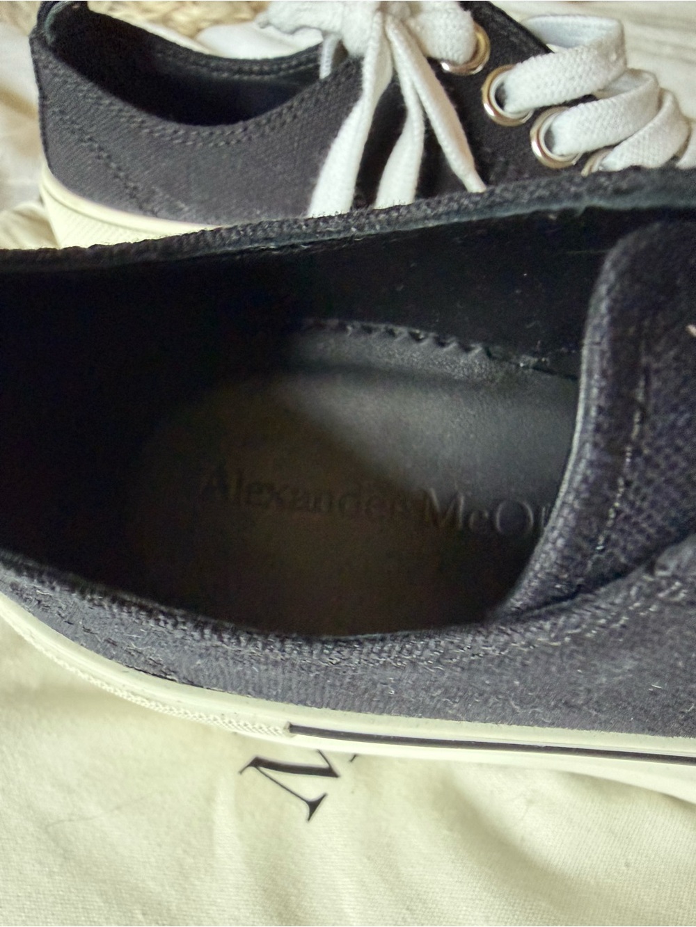 Alexander McQueen Black and White Canvas Thick-Sole Low-Top Sneakers - Picture 4 of 4